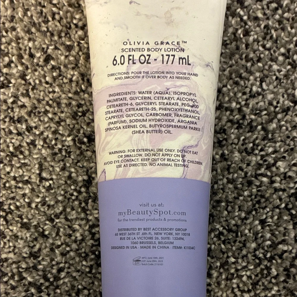 Olivia Grace Lavender Infused Body Lotion with Argan Oil and Shea Butter